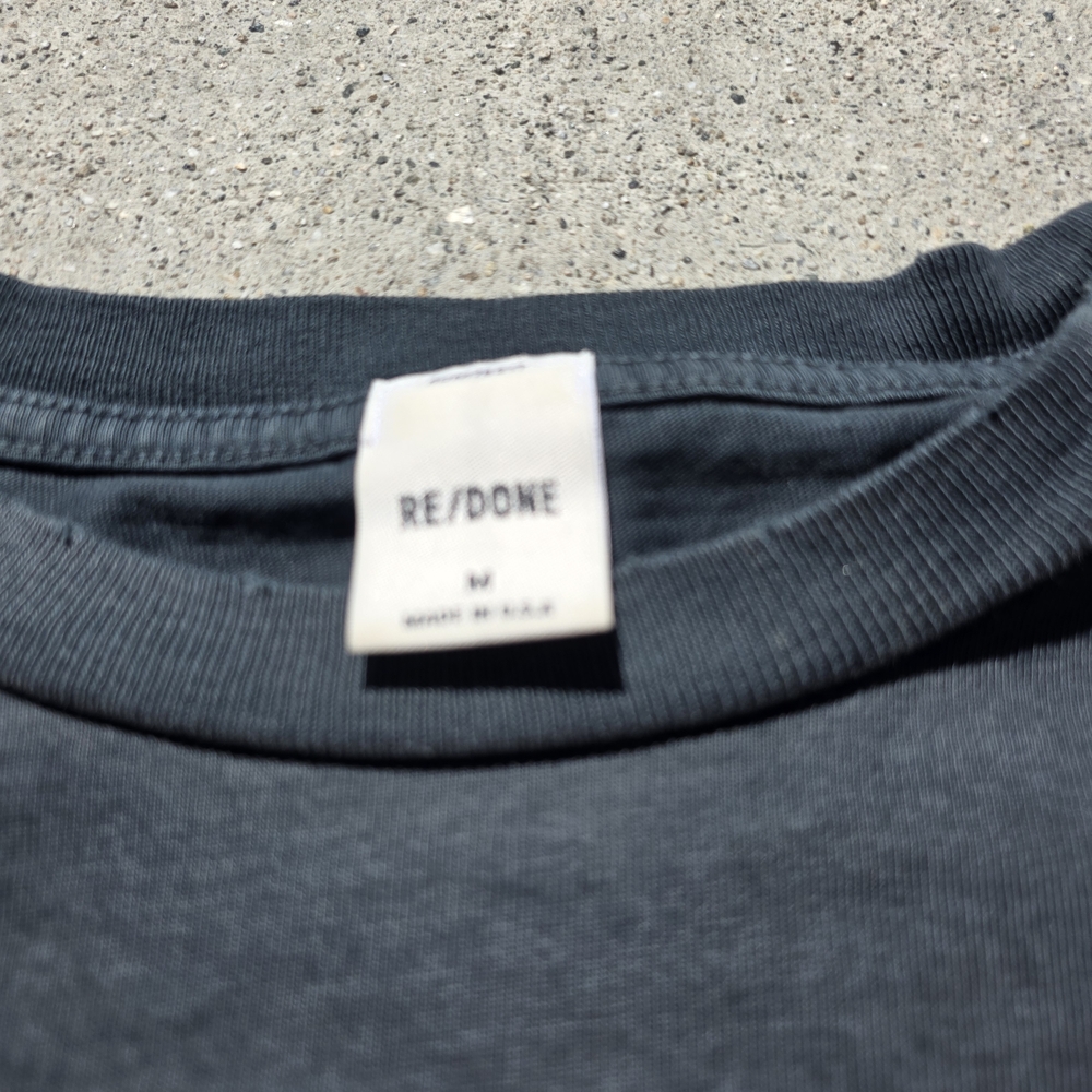 Re/Done Black Long Sleeve Tee with White Skull Graphic - Picture 2 of 4